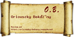 Orlovszky Bekény névjegykártya